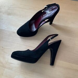 Prada Suede Leather Slingback Pumps Size 37